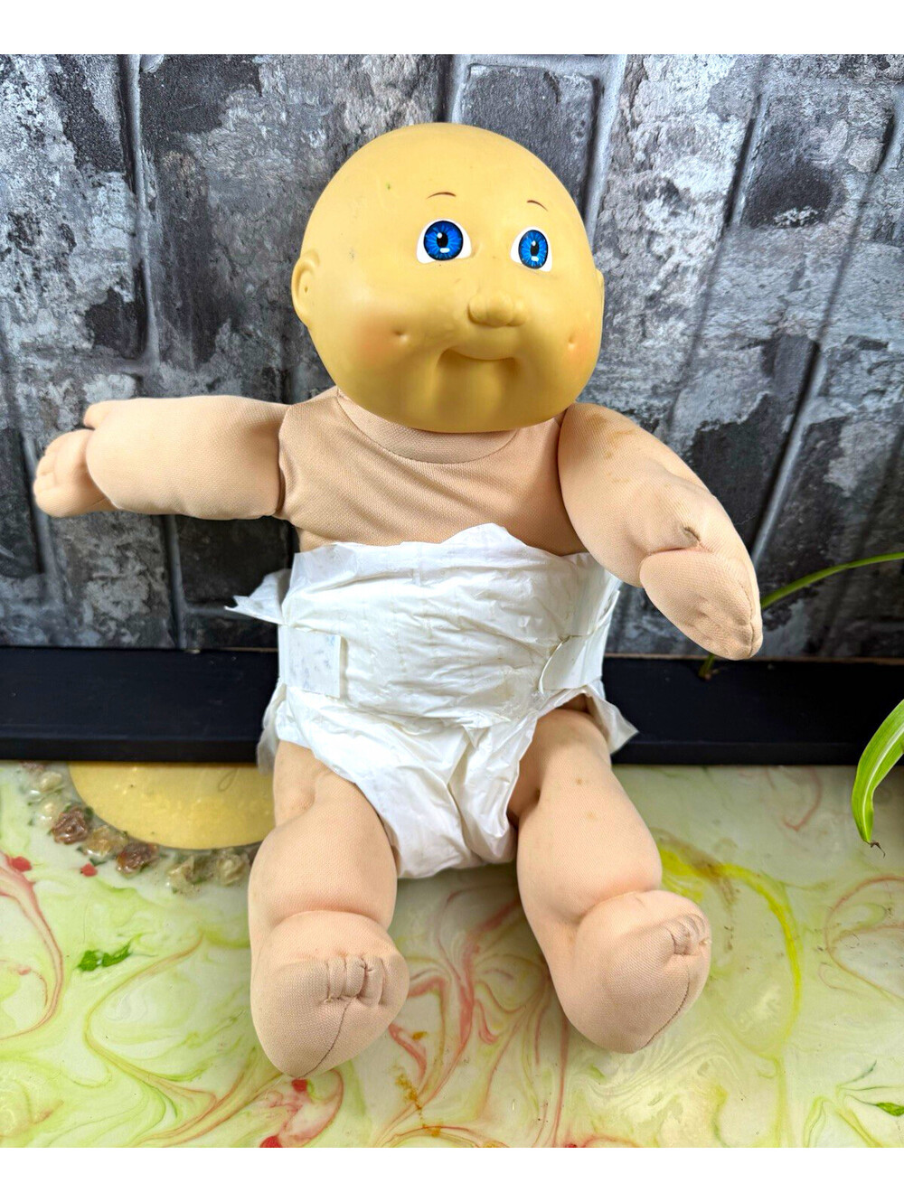 Vtg Coleco Cabbage Patch Kids 16in Soft Body Baby Doll Blue Eyes 1978 Signed